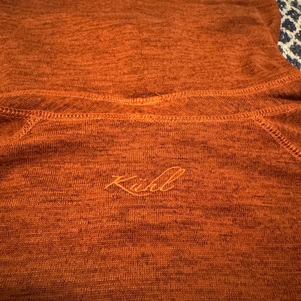 Kuhl Lea Cowl Neck Pullover Burnt Orange Heather Thumbholes Womens Small - Picture 6 of 10